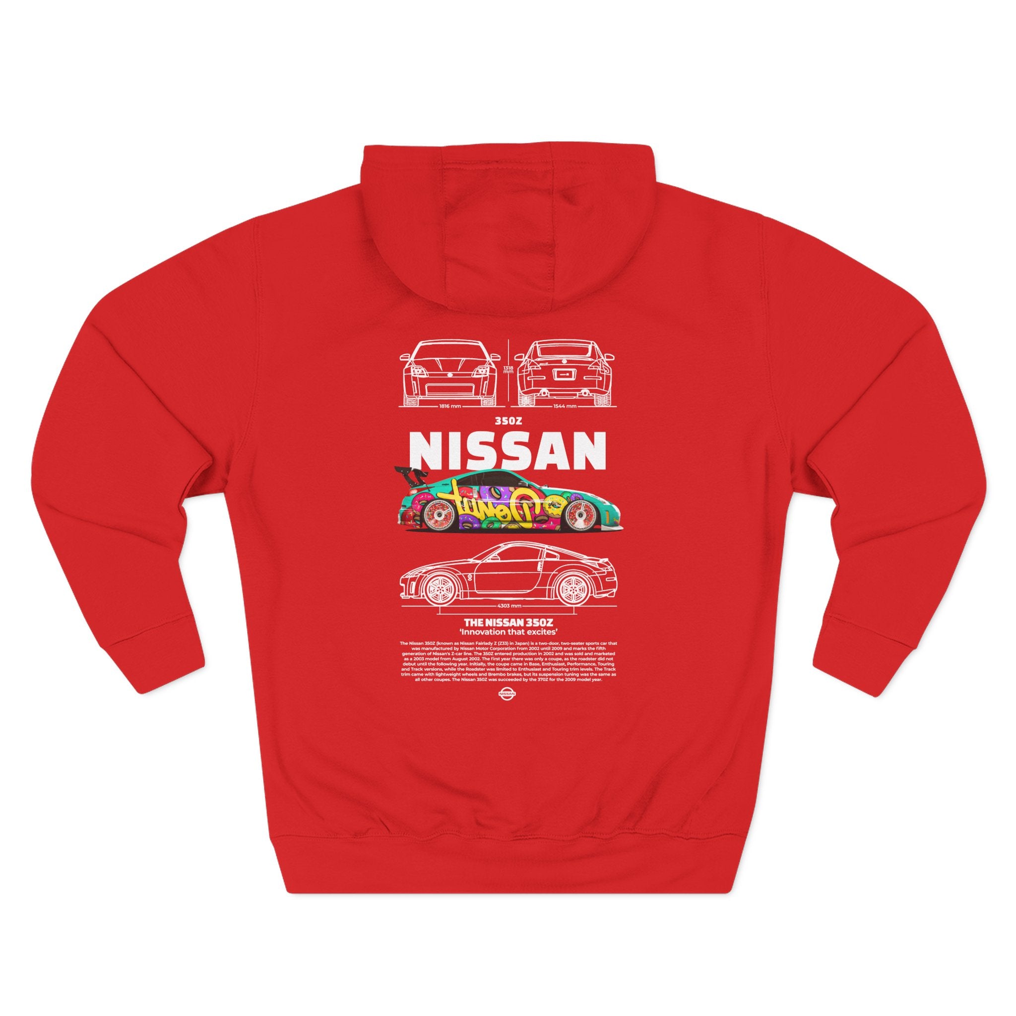 Nissan Skyline Retro Race Car Hoodie — Colorful JDM Graphic Back Print