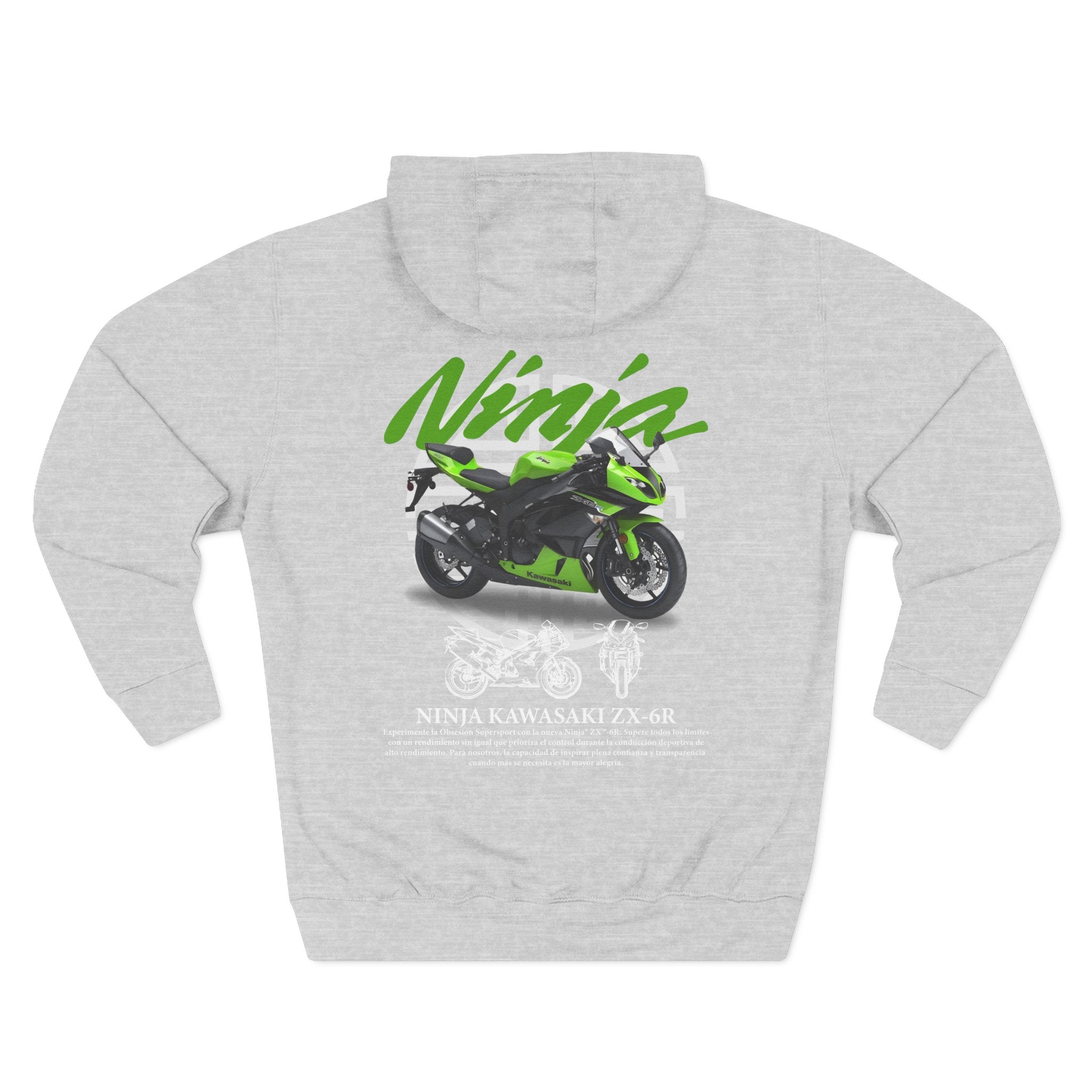 Kawasaki Ninja Motorcycle Hoodie — Green Sportbike Backprint Fleece Hoodie
