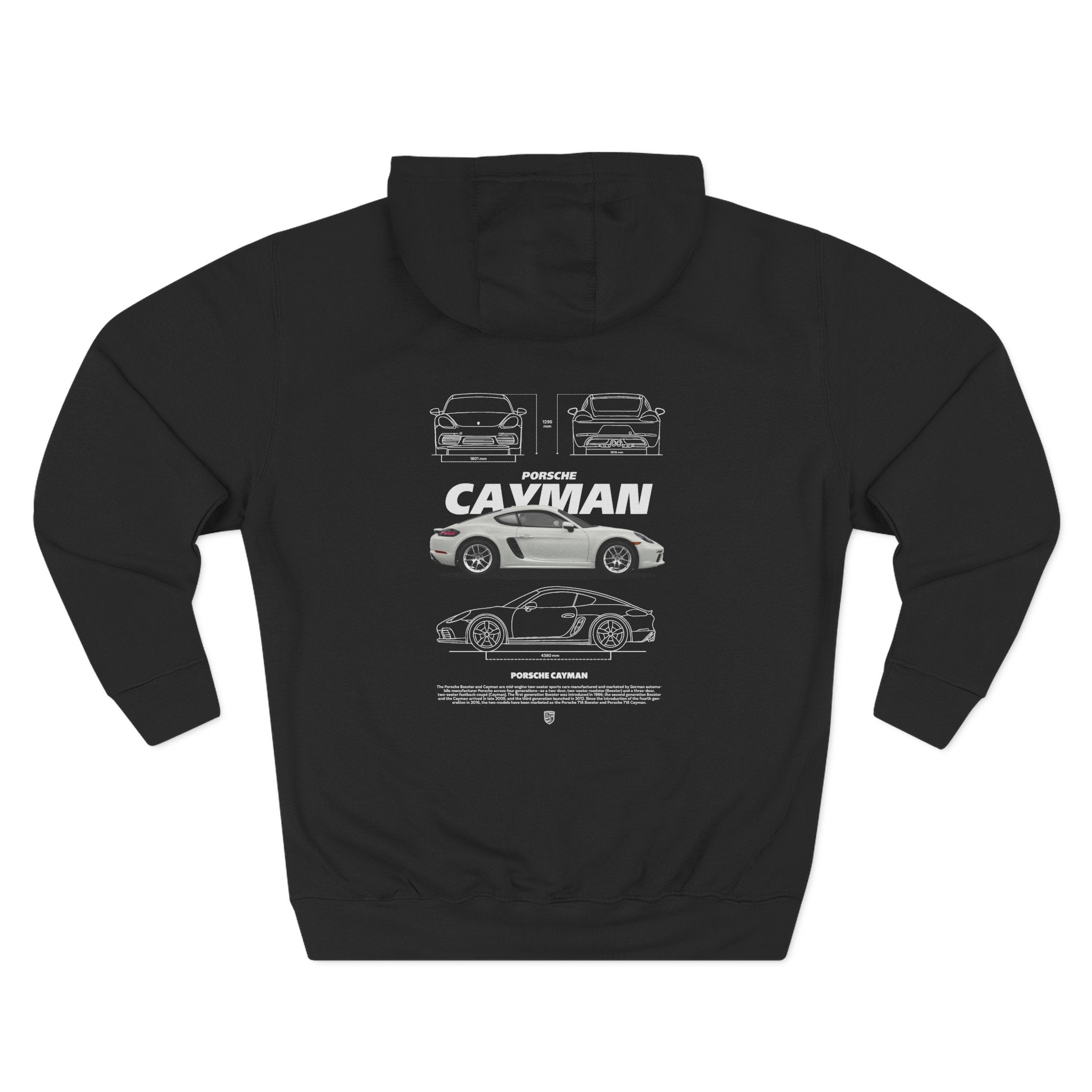 Porsche Cayman Blueprint Hoodie — Car Schematic Fleece Pullover