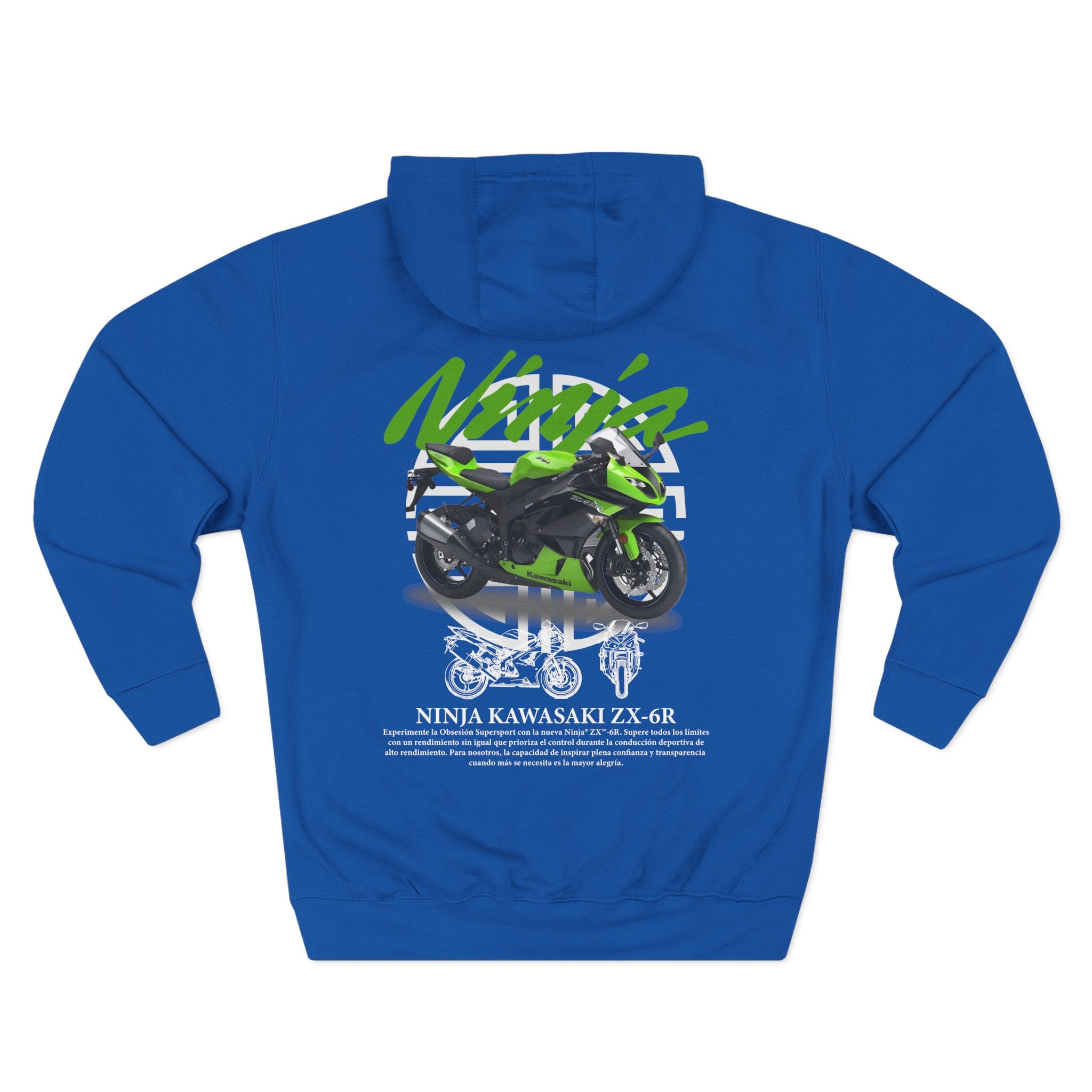 Kawasaki Ninja Motorcycle Hoodie — Green Sportbike Backprint Fleece Hoodie