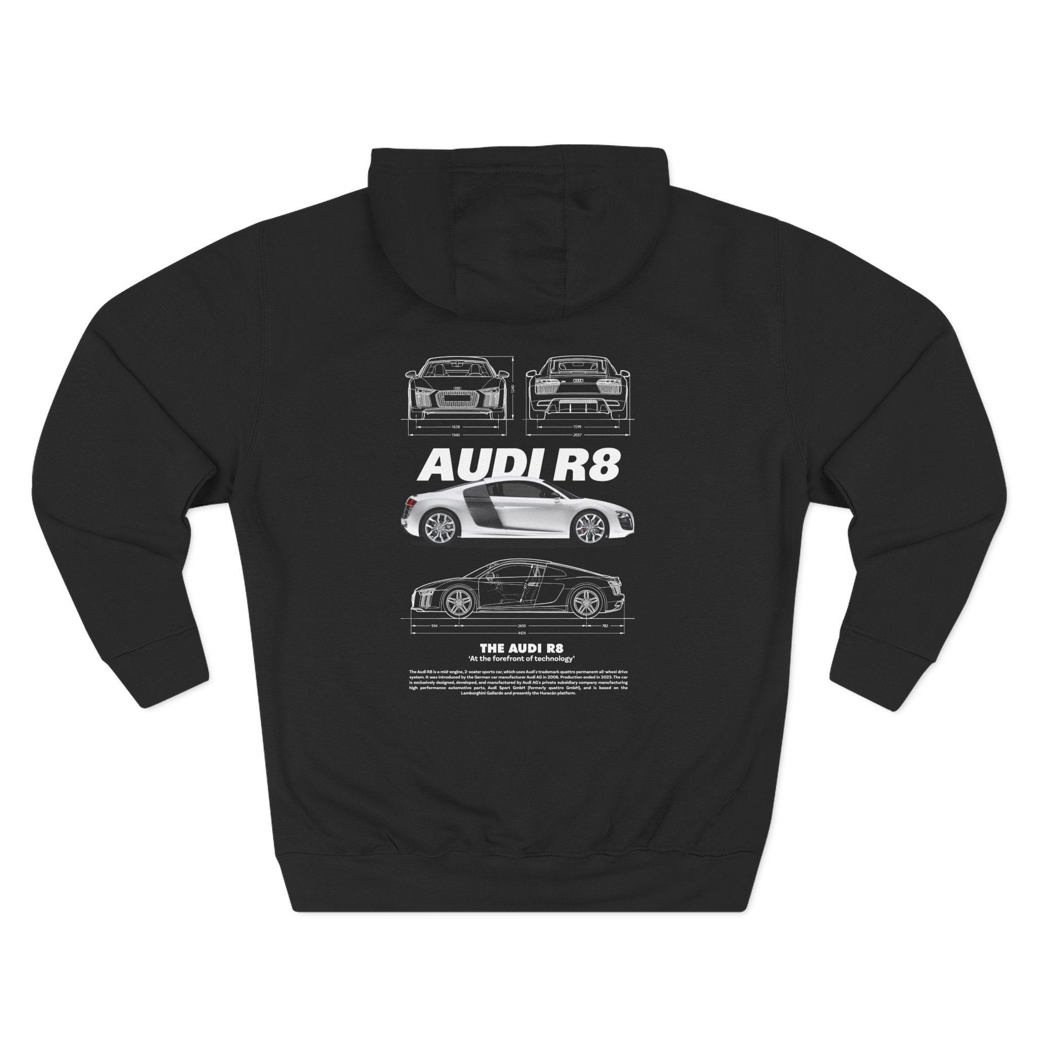 Audi R8 Hoodie — Three-Panel Fleece Sports Car Graphic Hoodie