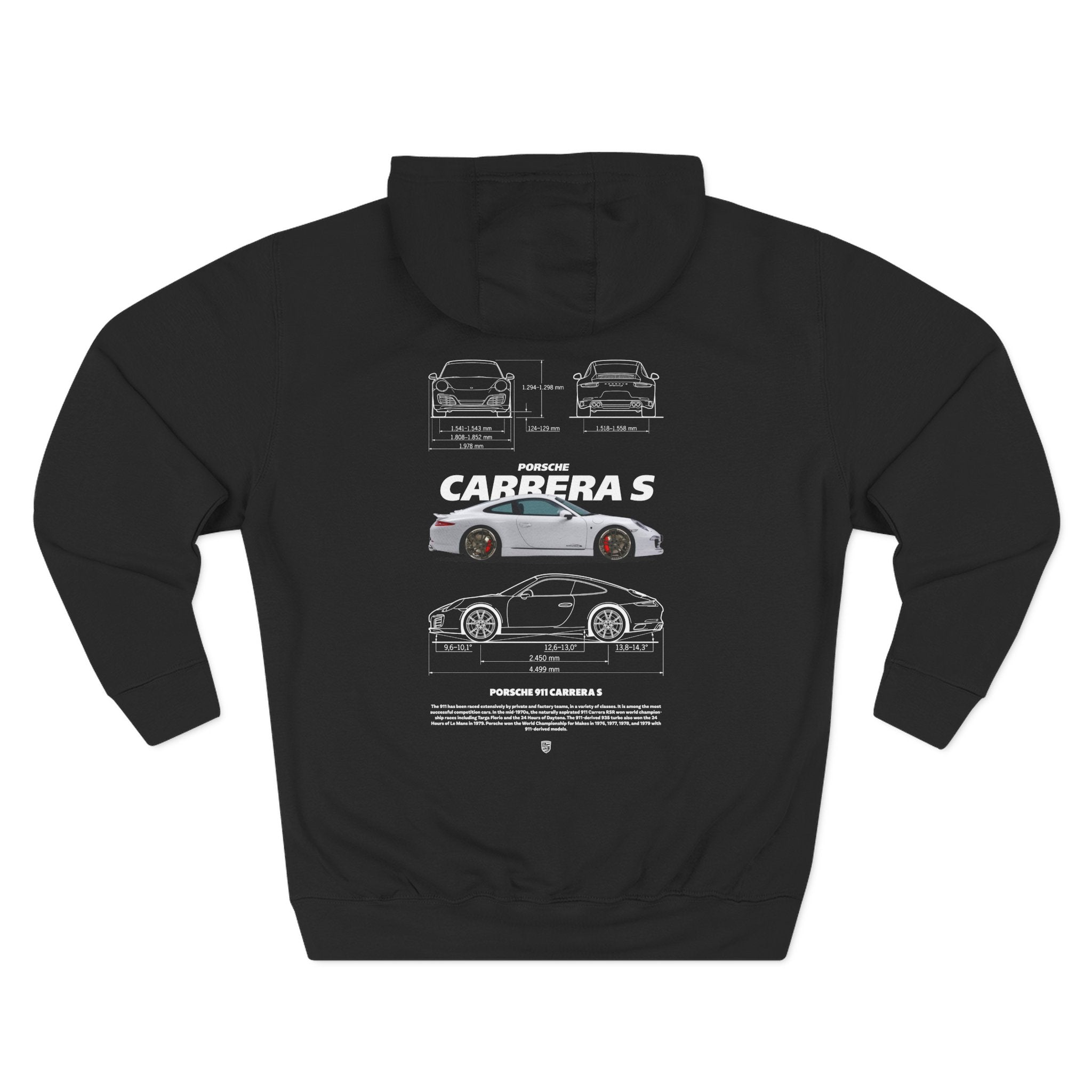 Porsche Carrera S Hoodie — Three-Panel Fleece Racing Car Graphic