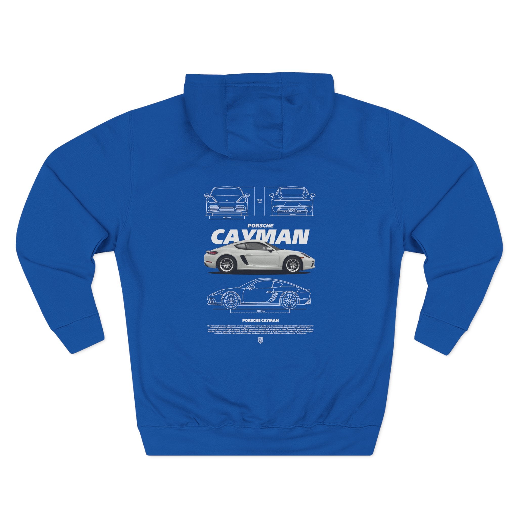 Porsche Cayman Blueprint Hoodie — Car Schematic Fleece Pullover
