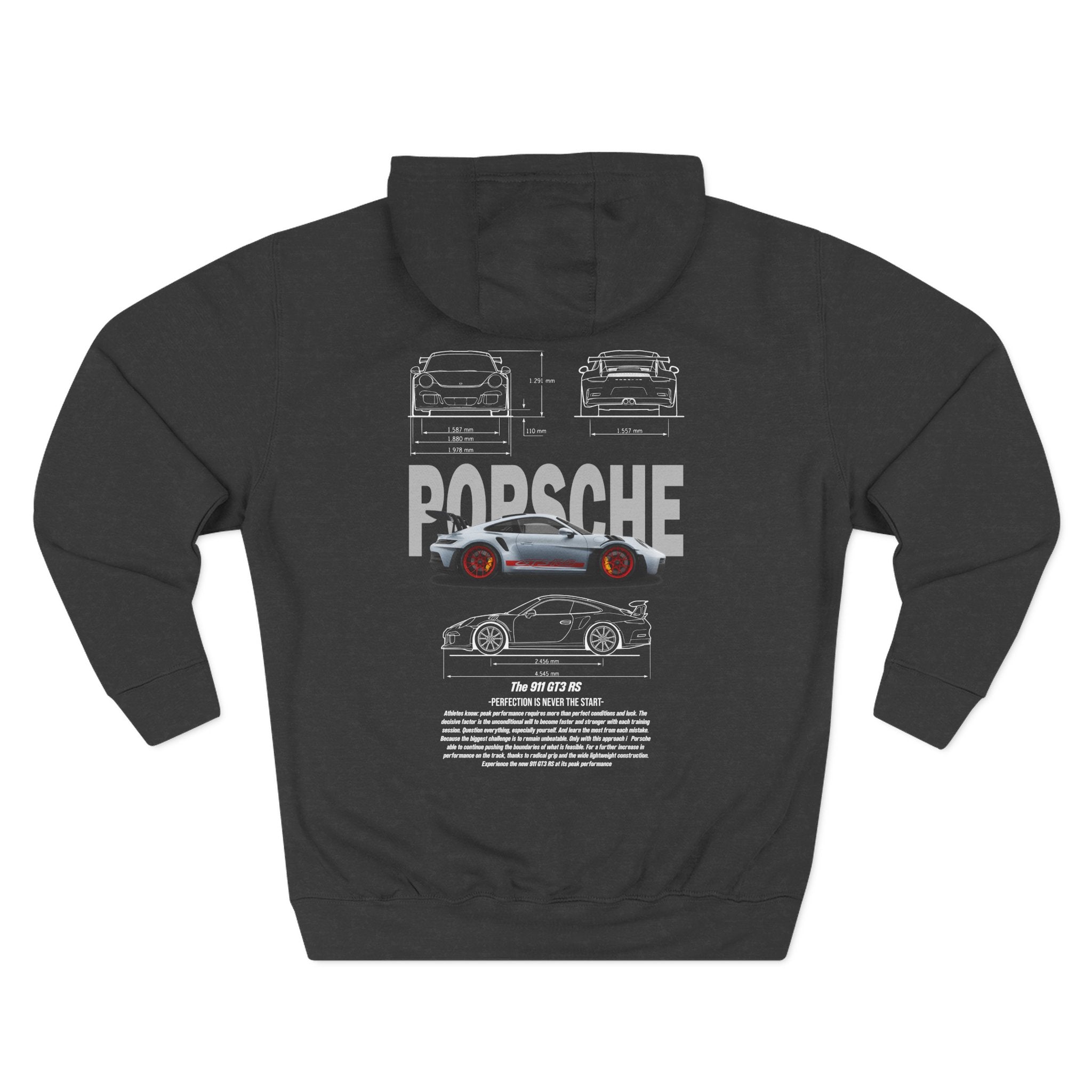 Porsche Three-Panel Fleece Hoodie – Classic Sports Car Graphic