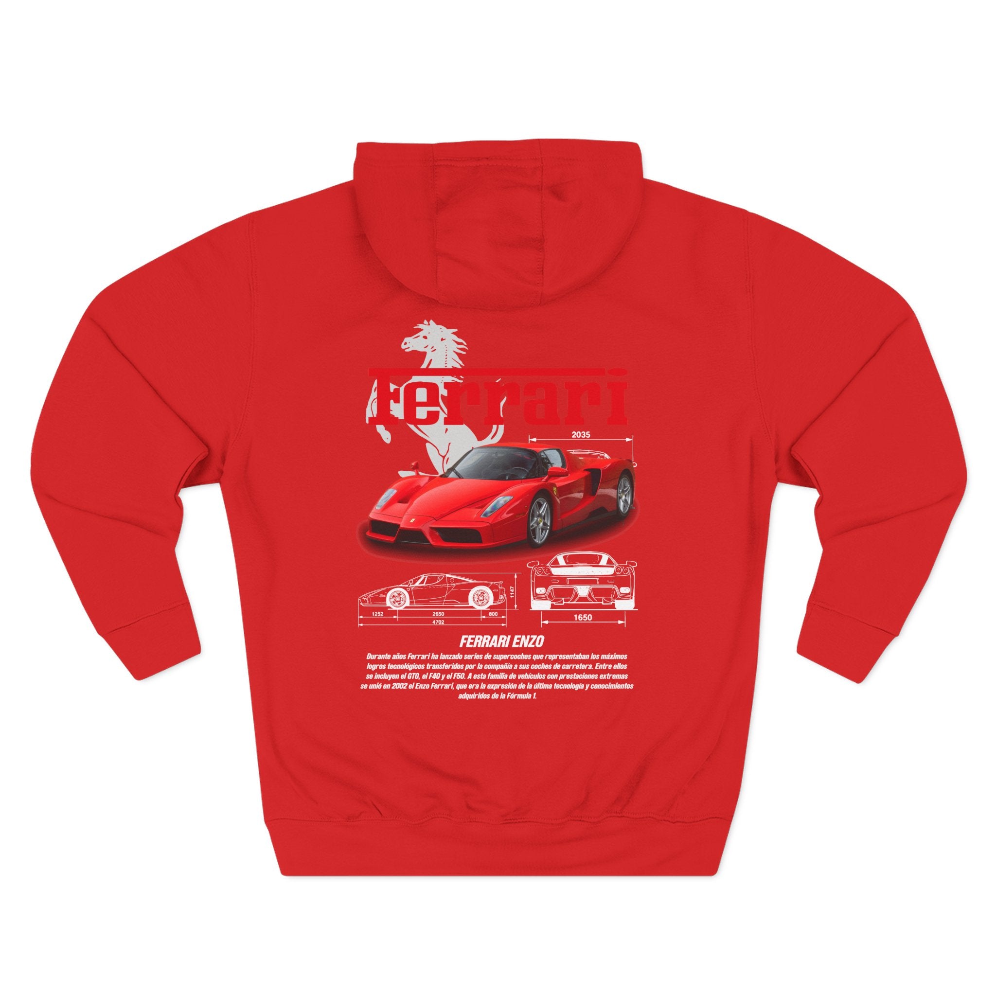 Ferrari Race Car Hoodie — Retro Red Supercar Graphic Fleece