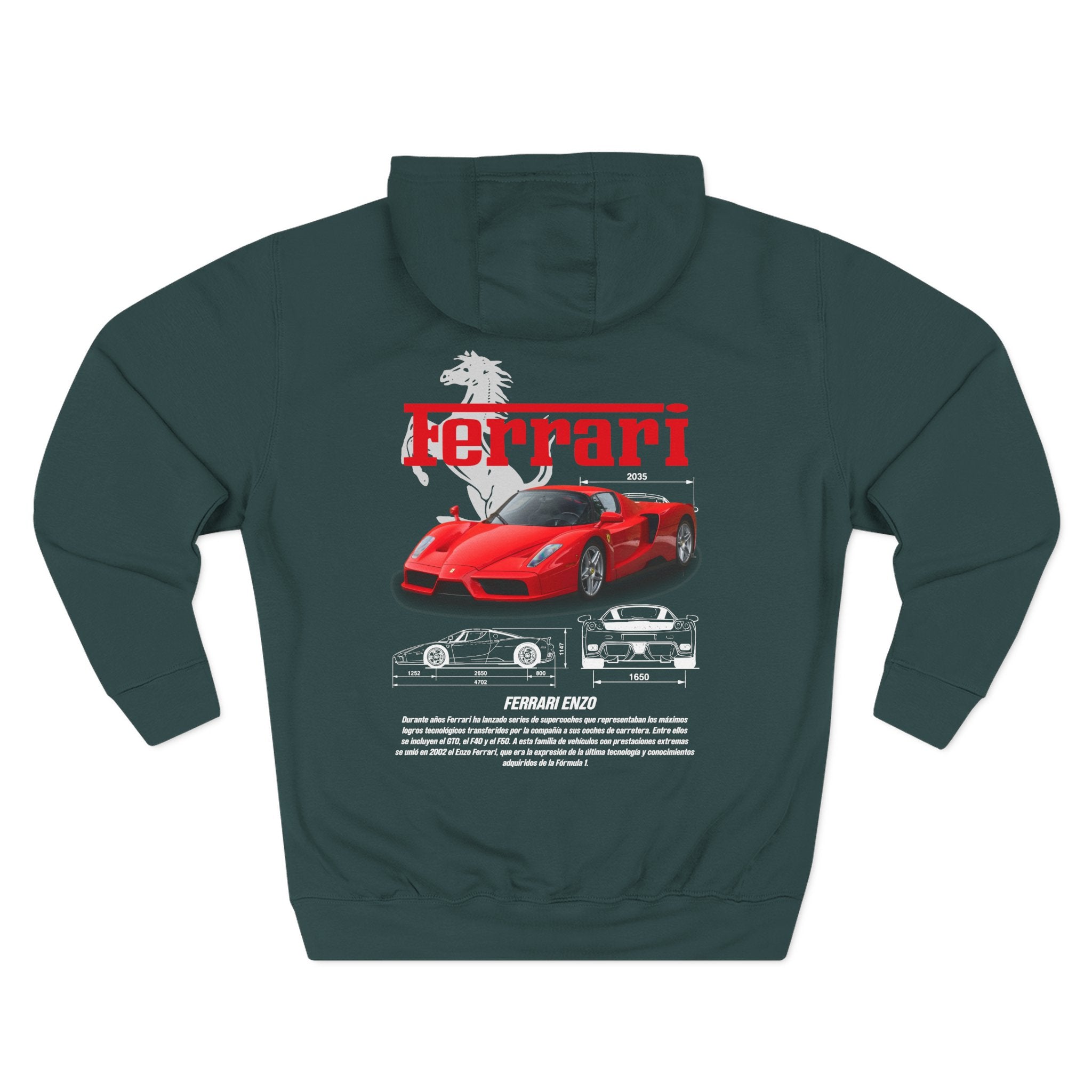 Ferrari Race Car Hoodie — Retro Red Supercar Graphic Fleece