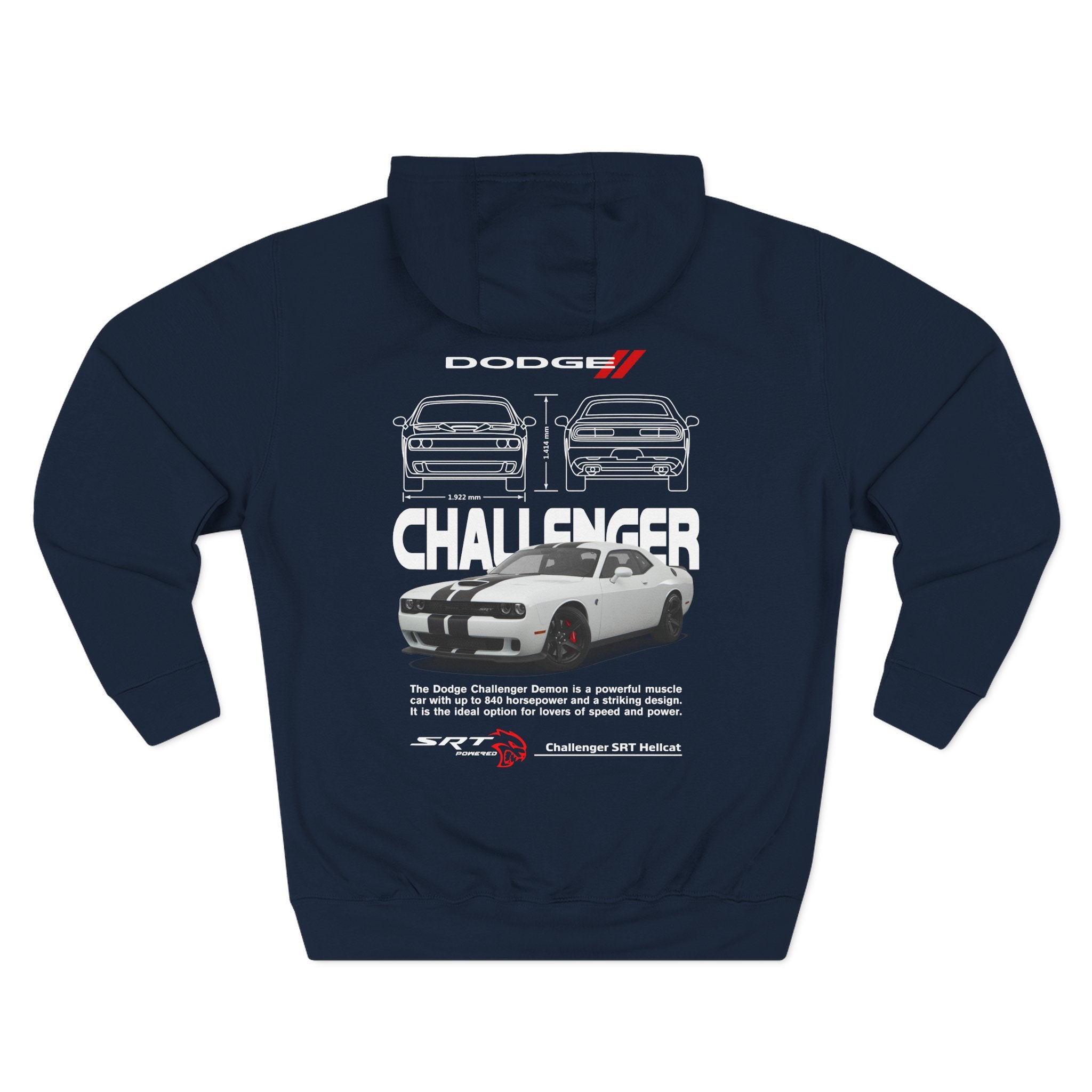 Challenger Muscle Car Hoodie — Dodge Graphic Three-Panel Fleece Pullover