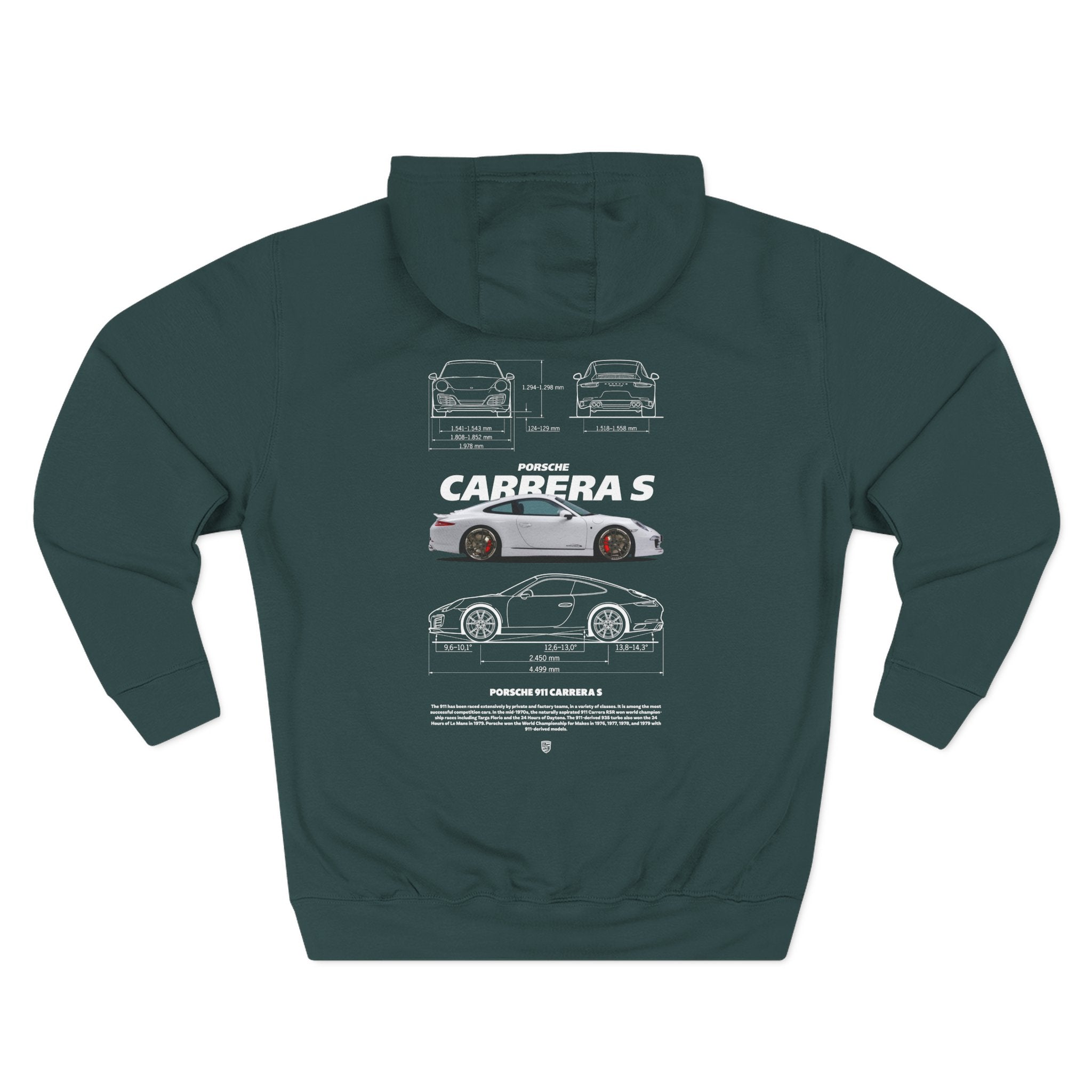 Porsche Carrera S Hoodie — Three-Panel Fleece Racing Car Graphic