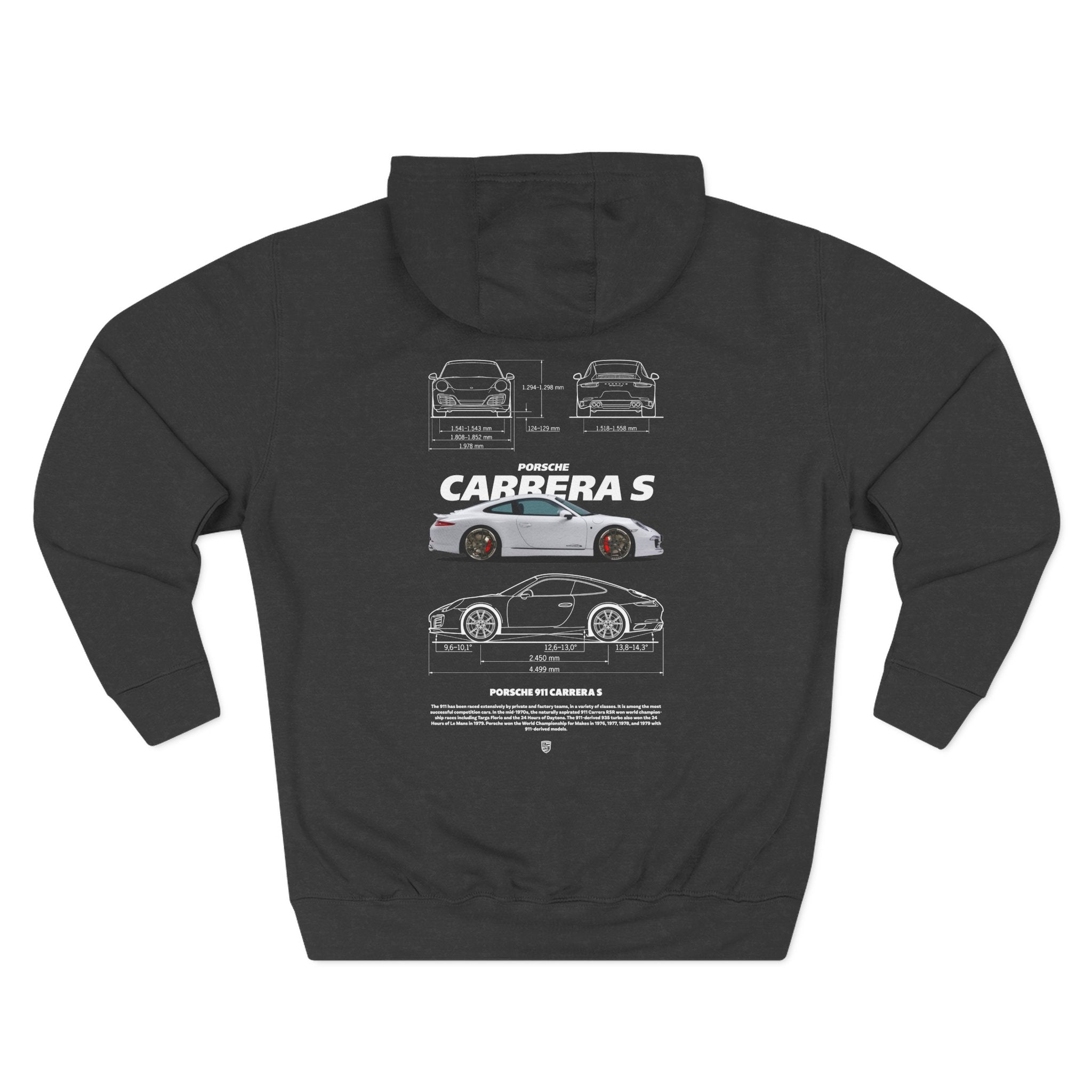 Porsche Carrera S Hoodie — Three-Panel Fleece Racing Car Graphic