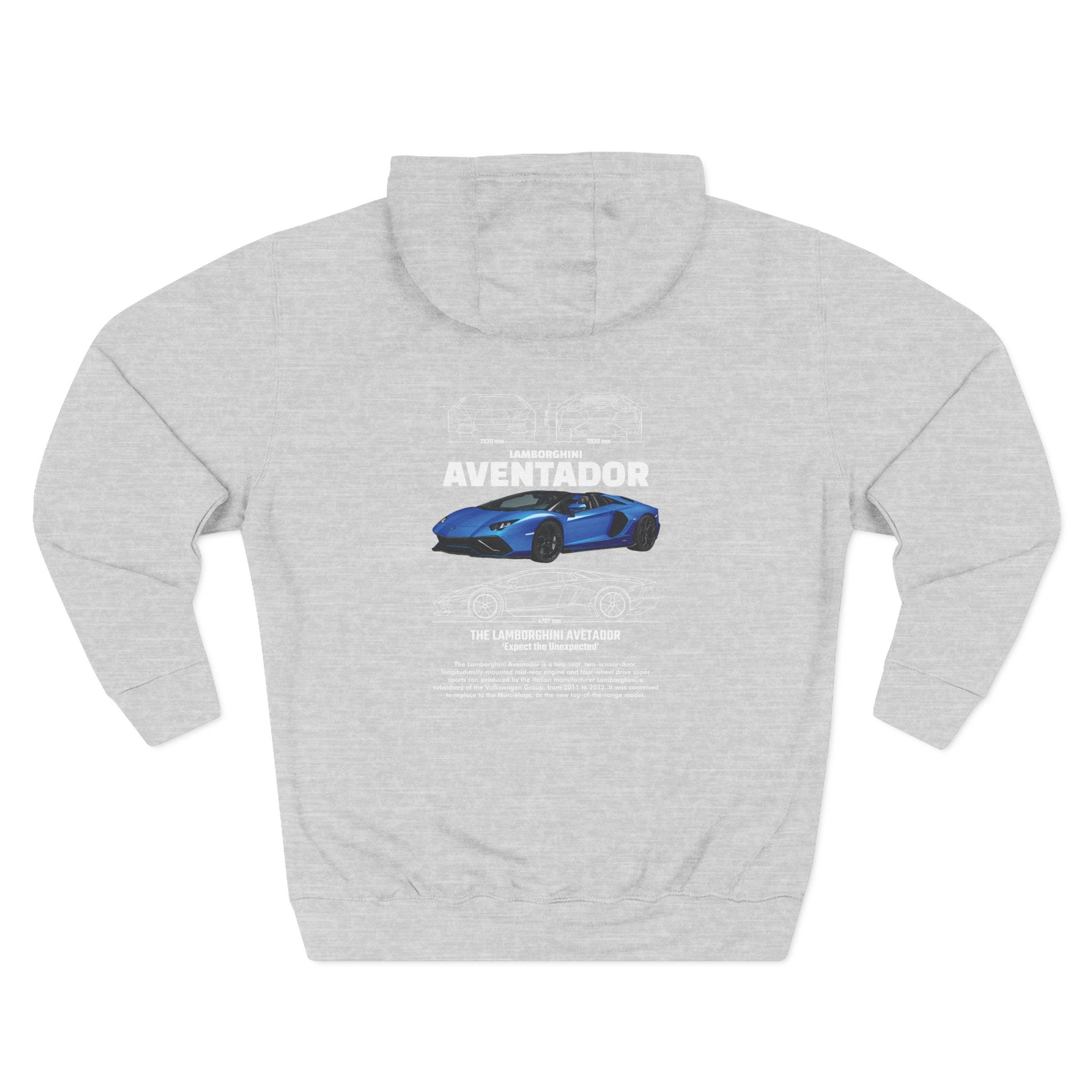 Aventador Supercar Hoodie — Blue Lamborghini Graphic Fleece Hoodie