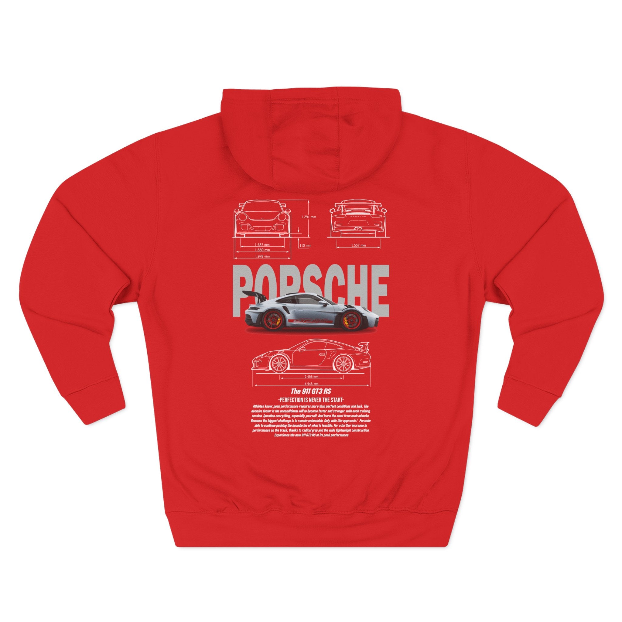 Porsche Three-Panel Fleece Hoodie – Classic Sports Car Graphic
