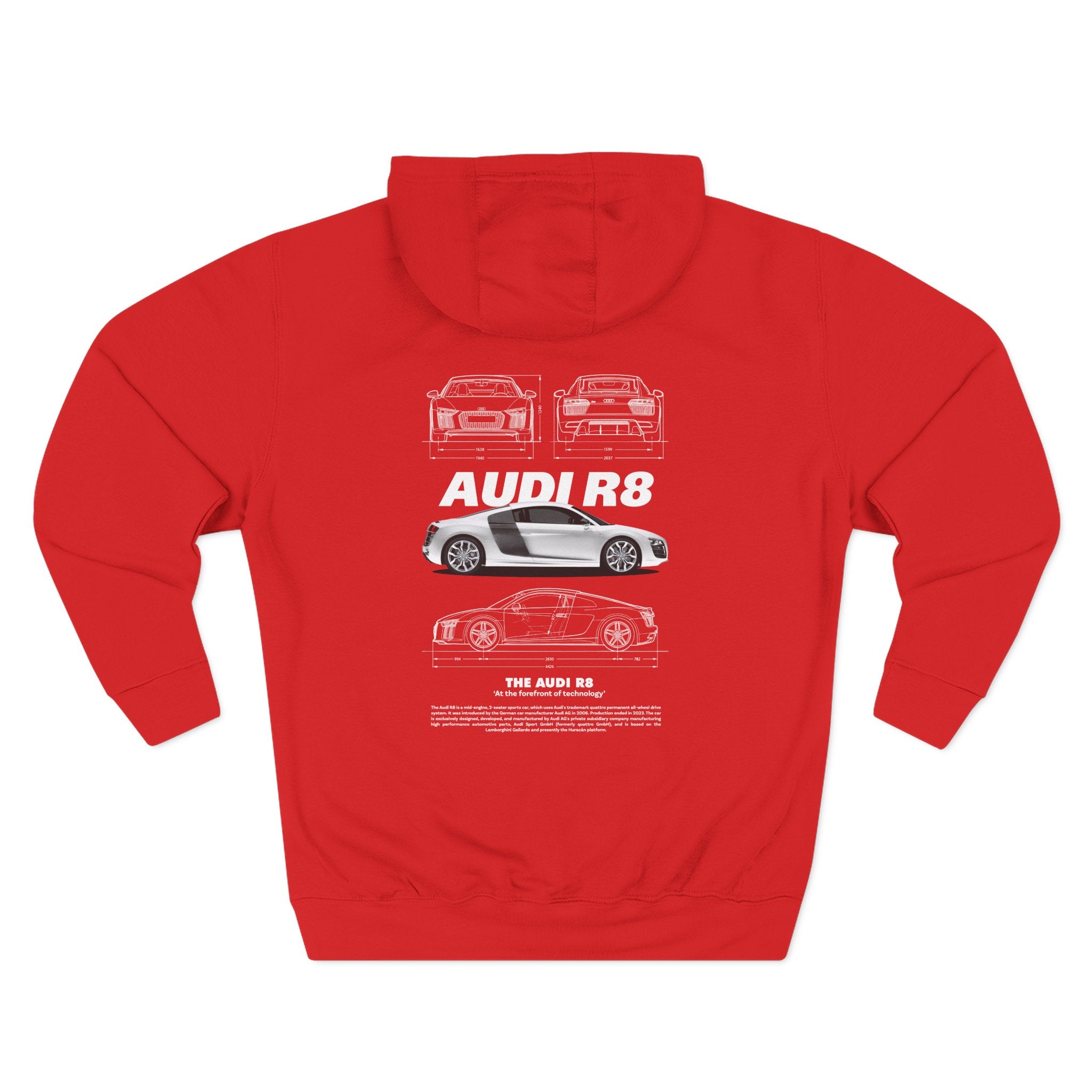 Audi R8 Hoodie — Three-Panel Fleece Sports Car Graphic Hoodie