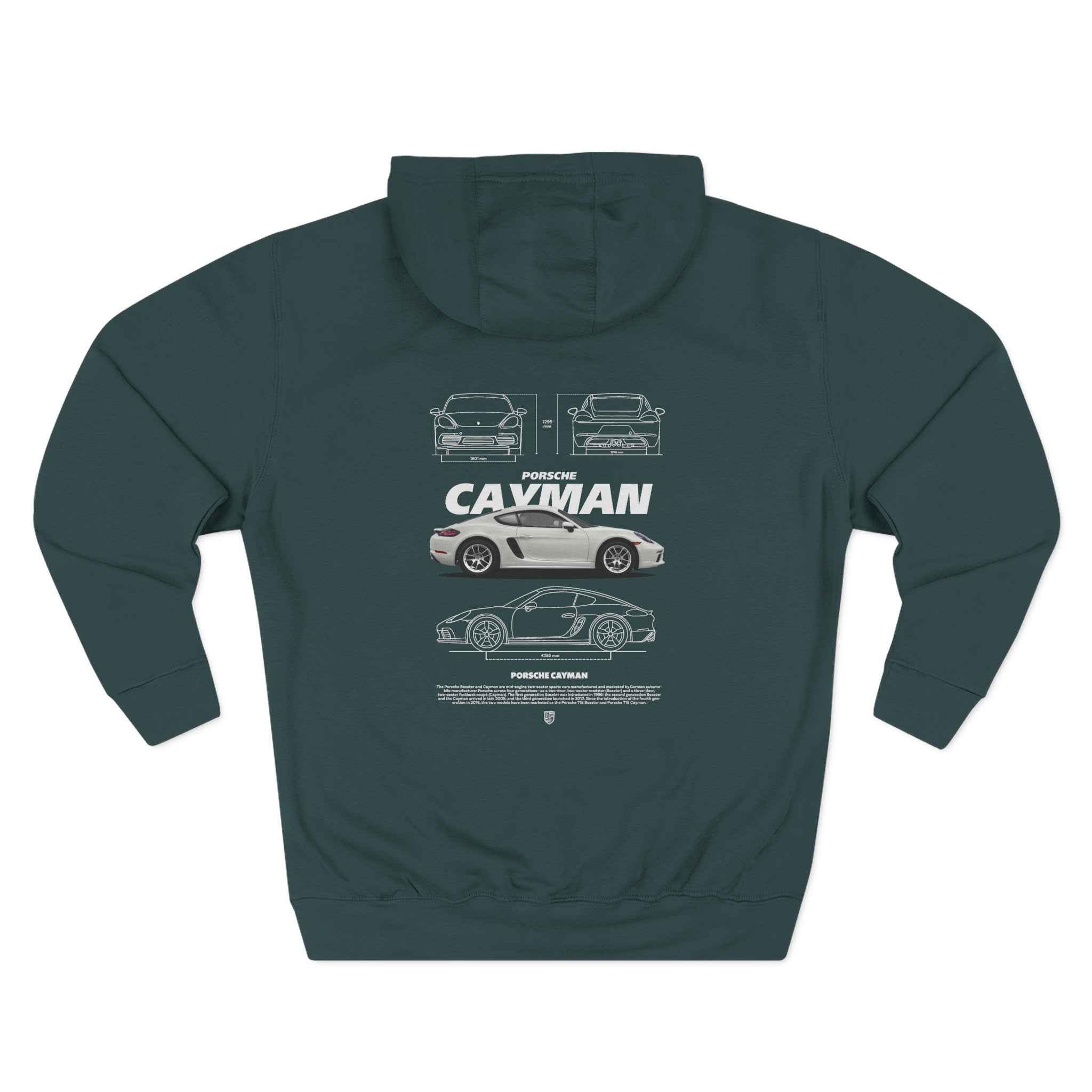 Porsche Cayman Blueprint Hoodie — Car Schematic Fleece Pullover