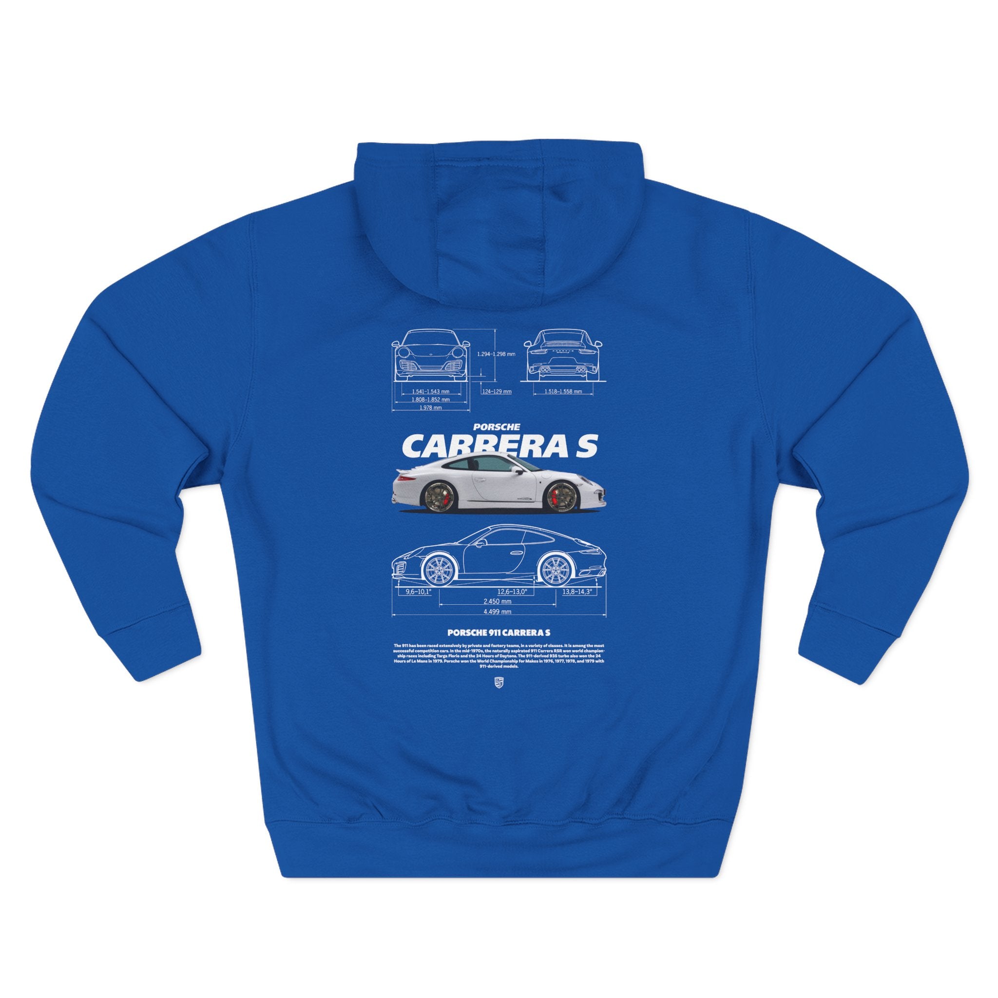 Porsche Carrera S Hoodie — Three-Panel Fleece Racing Car Graphic