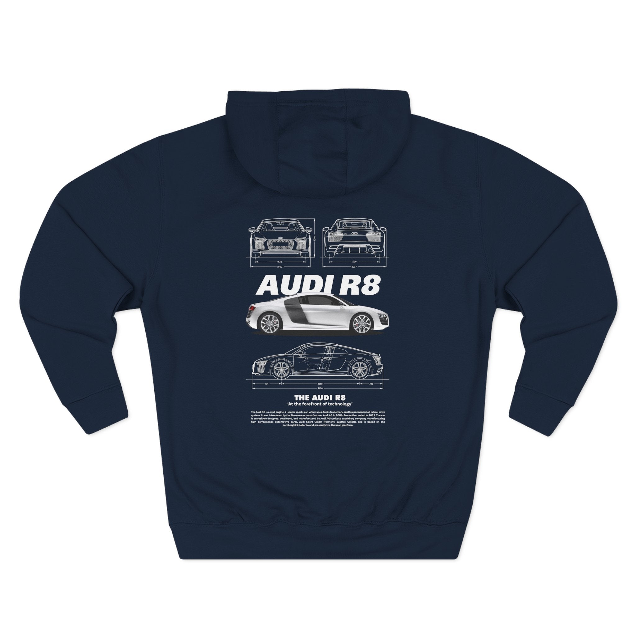 Audi R8 Hoodie — Three-Panel Fleece Sports Car Graphic Hoodie