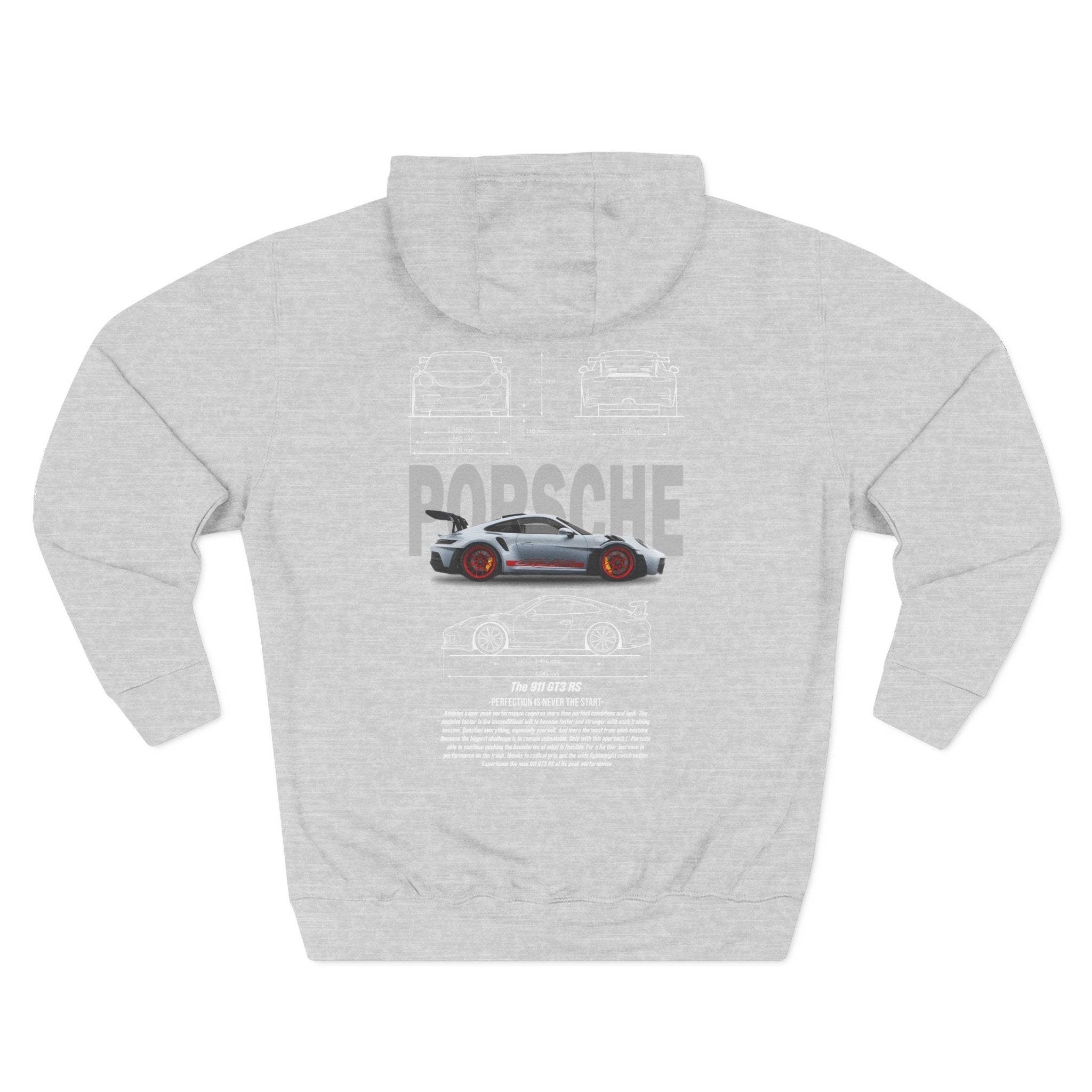 Porsche Three-Panel Fleece Hoodie – Classic Sports Car Graphic