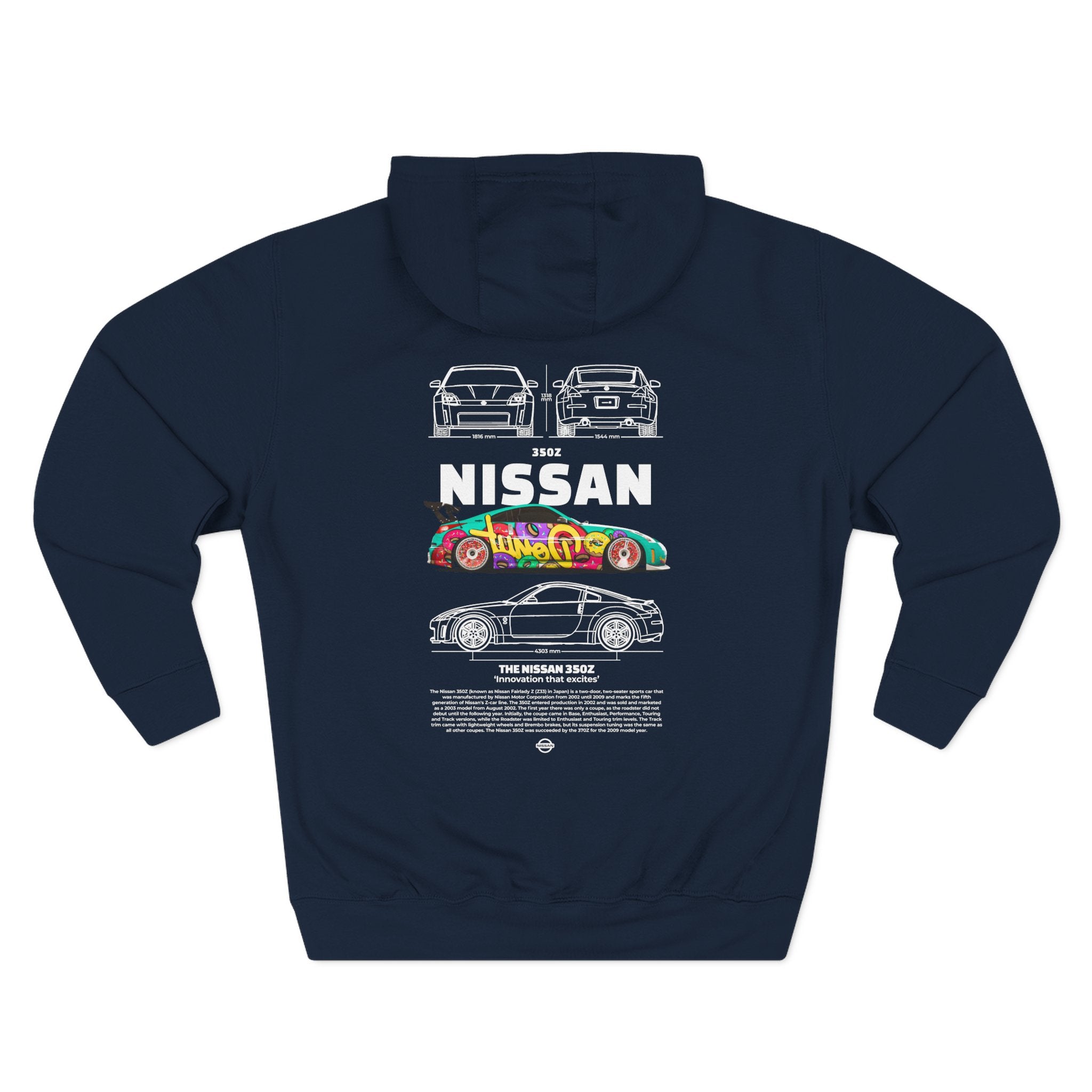 Nissan Skyline Retro Race Car Hoodie — Colorful JDM Graphic Back Print