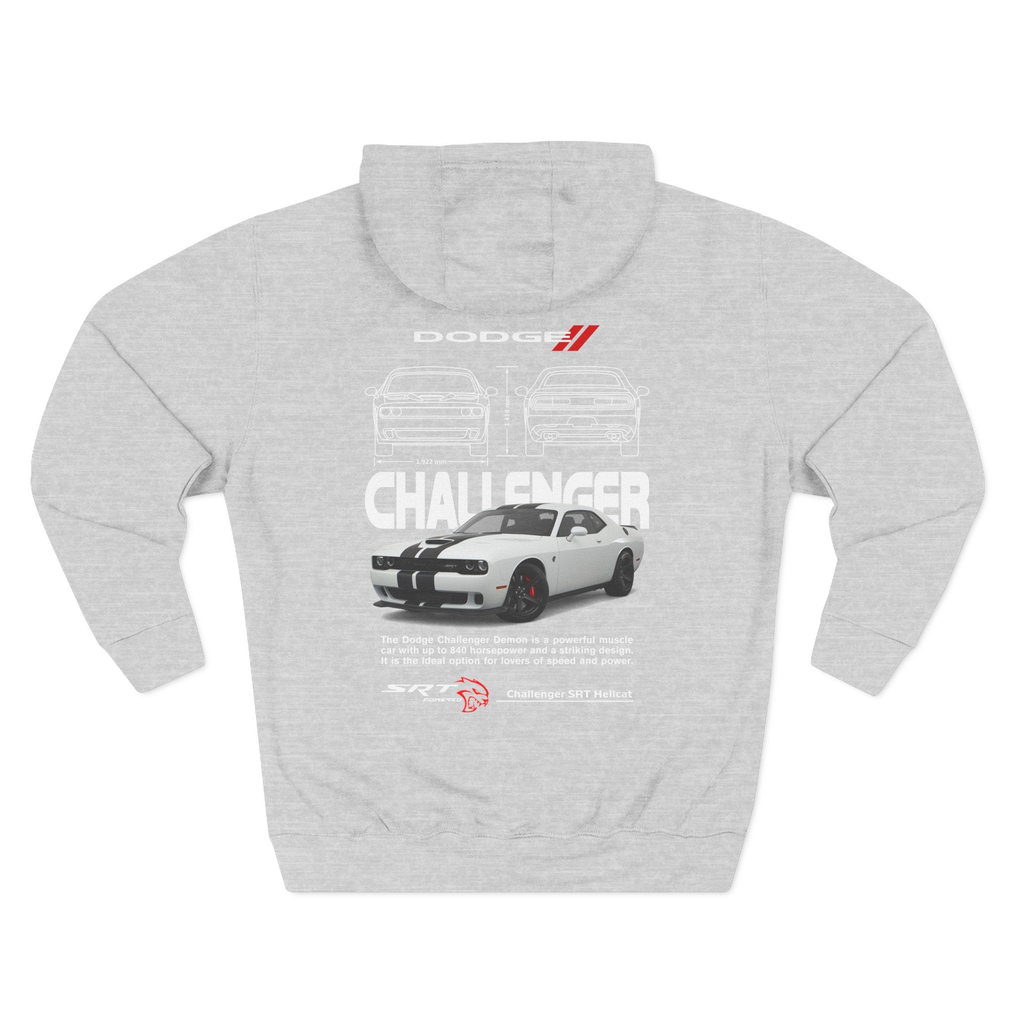 Challenger Muscle Car Hoodie — Dodge Graphic Three-Panel Fleece Pullover