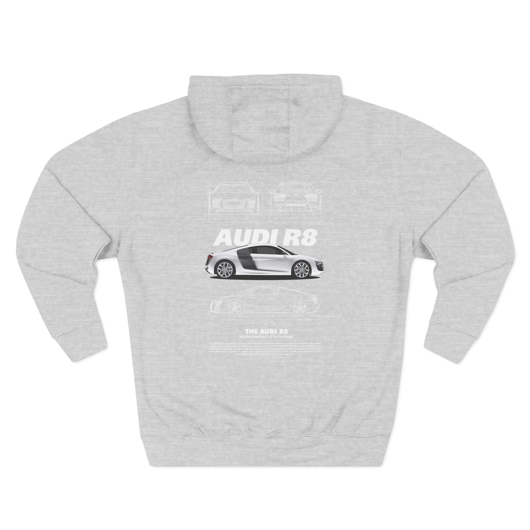 Audi R8 Hoodie — Three-Panel Fleece Sports Car Graphic Hoodie