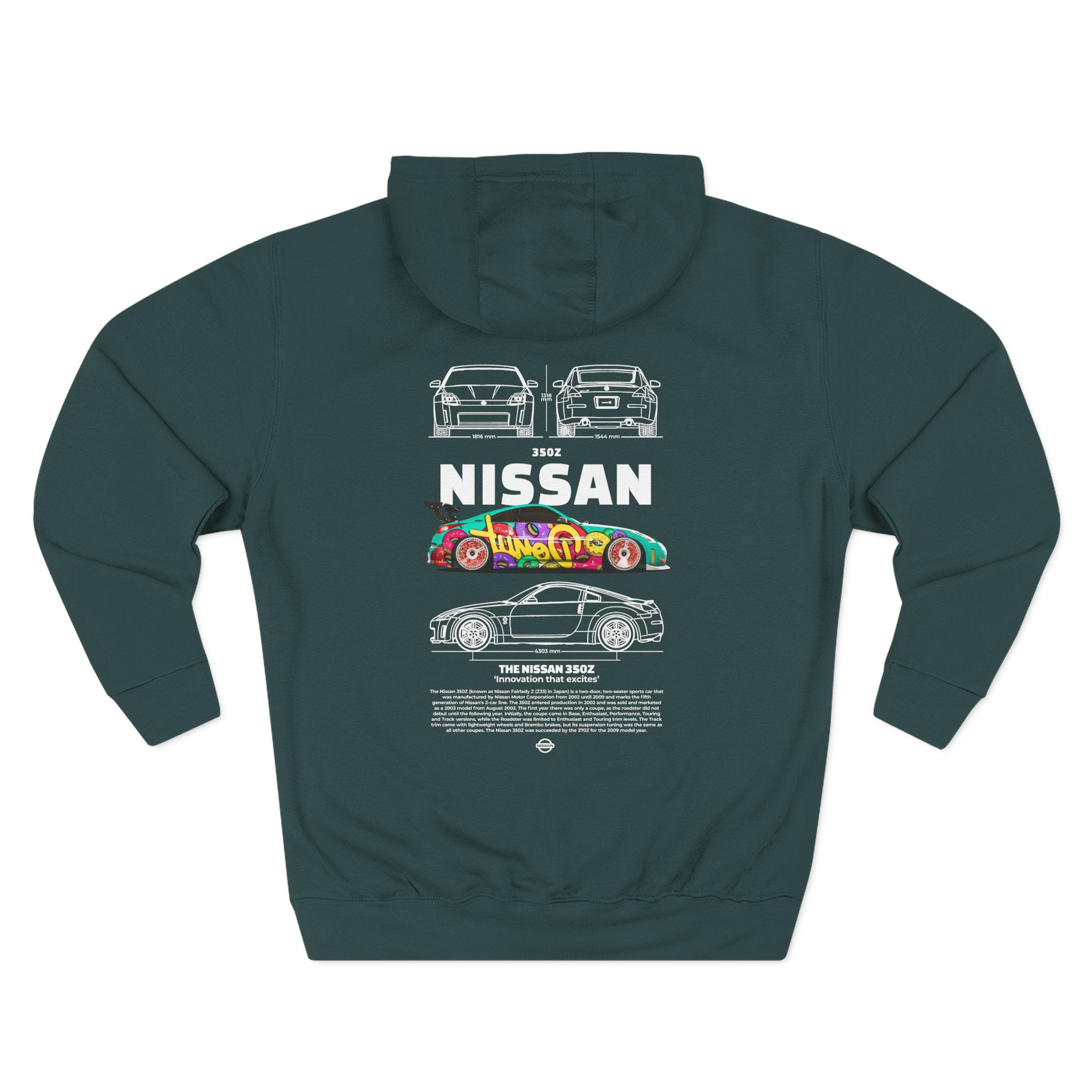 Nissan Skyline Retro Race Car Hoodie — Colorful JDM Graphic Back Print