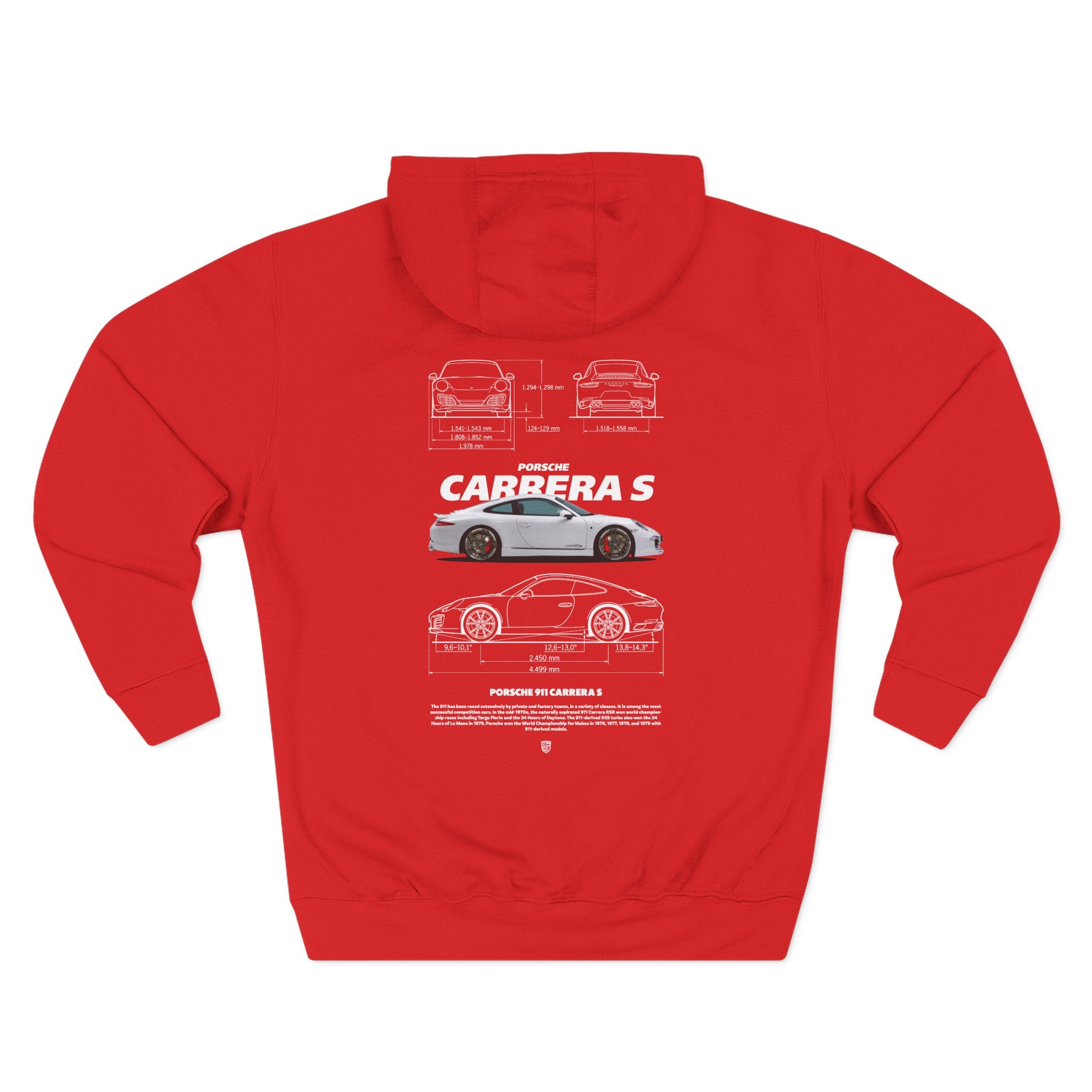 Porsche Carrera S Hoodie — Three-Panel Fleece Racing Car Graphic