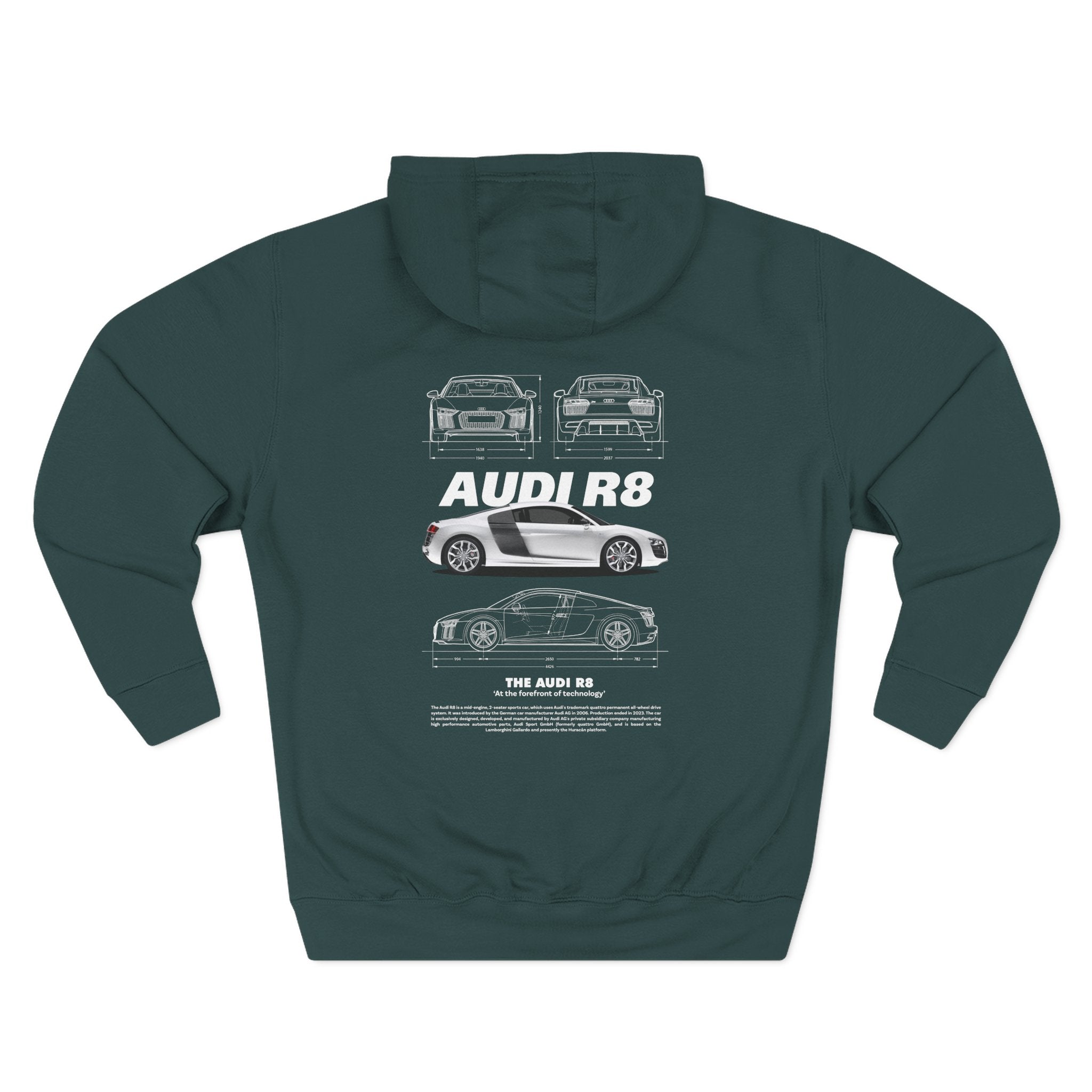 Audi R8 Hoodie — Three-Panel Fleece Sports Car Graphic Hoodie