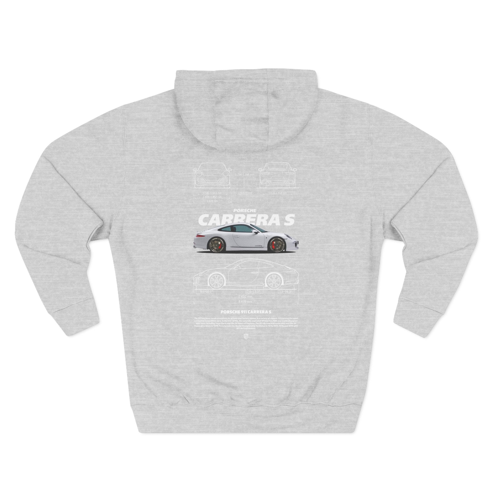 Porsche Carrera S Hoodie — Three-Panel Fleece Racing Car Graphic