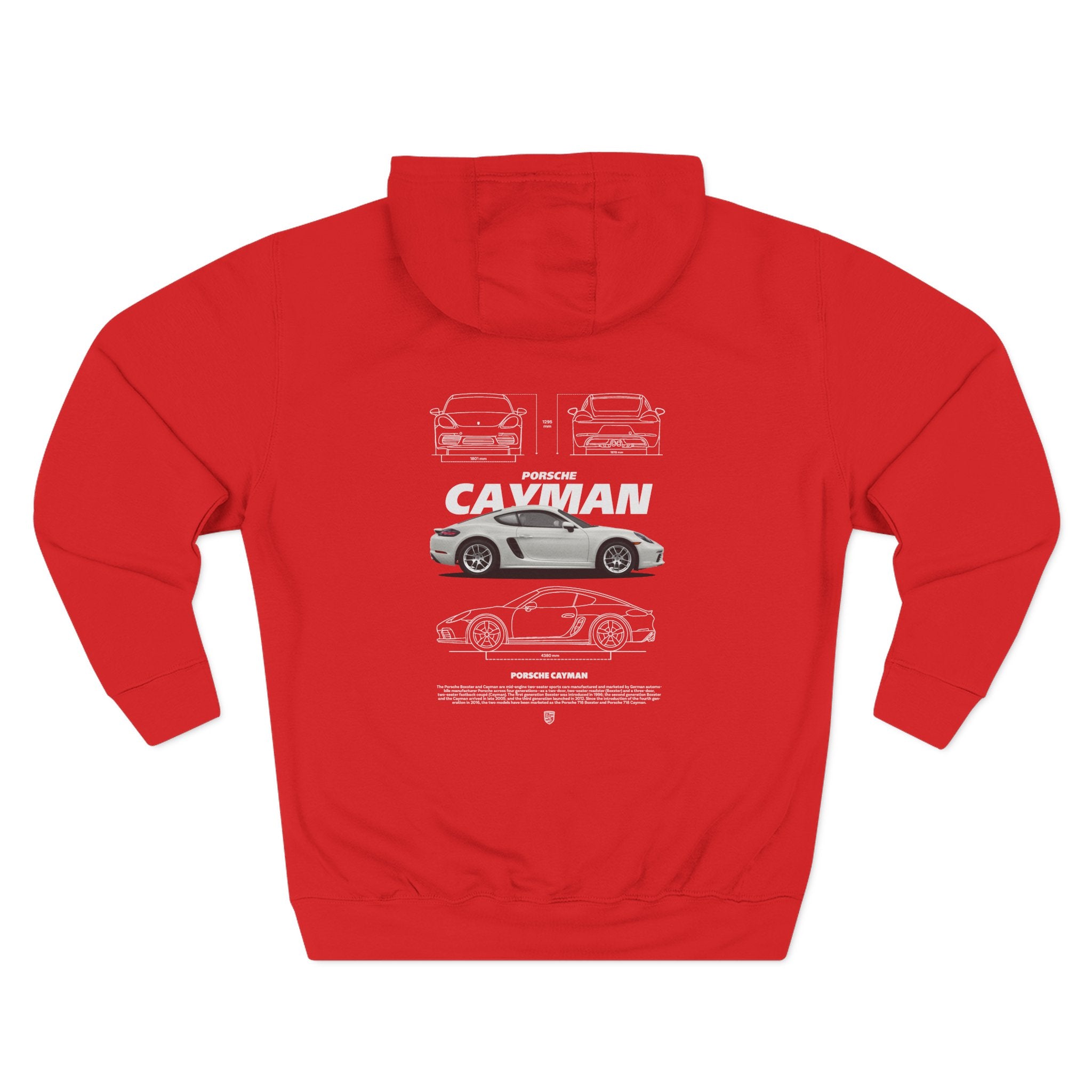 Porsche Cayman Blueprint Hoodie — Car Schematic Fleece Pullover