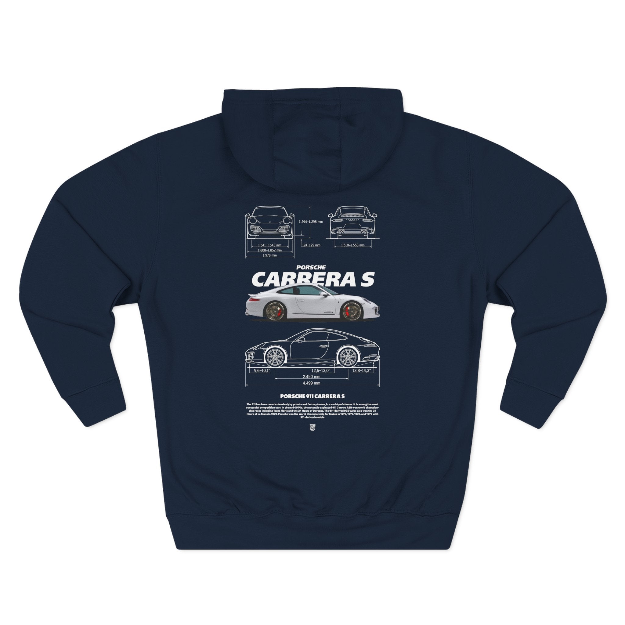 Porsche Carrera S Hoodie — Three-Panel Fleece Racing Car Graphic